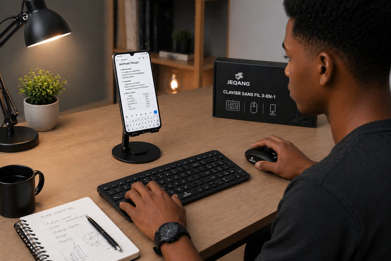 Clavier + Souris + Support téléphone
